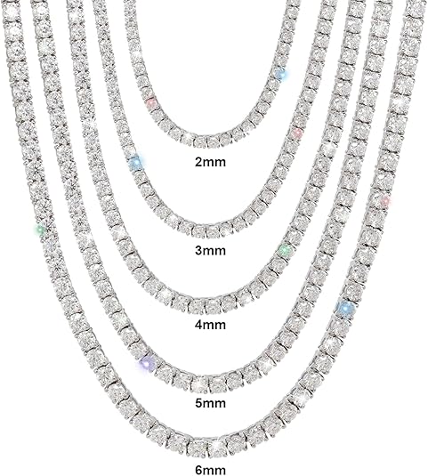 Gem's Beauty 4.59-112.00CT Moissanite Tennis necklaces Gifts 2-6.5mm D Color Round Cut Diamond Tenni